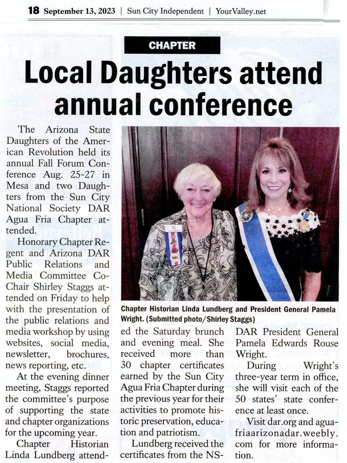 Newspaper Article. Local Daughters attend annual conference.